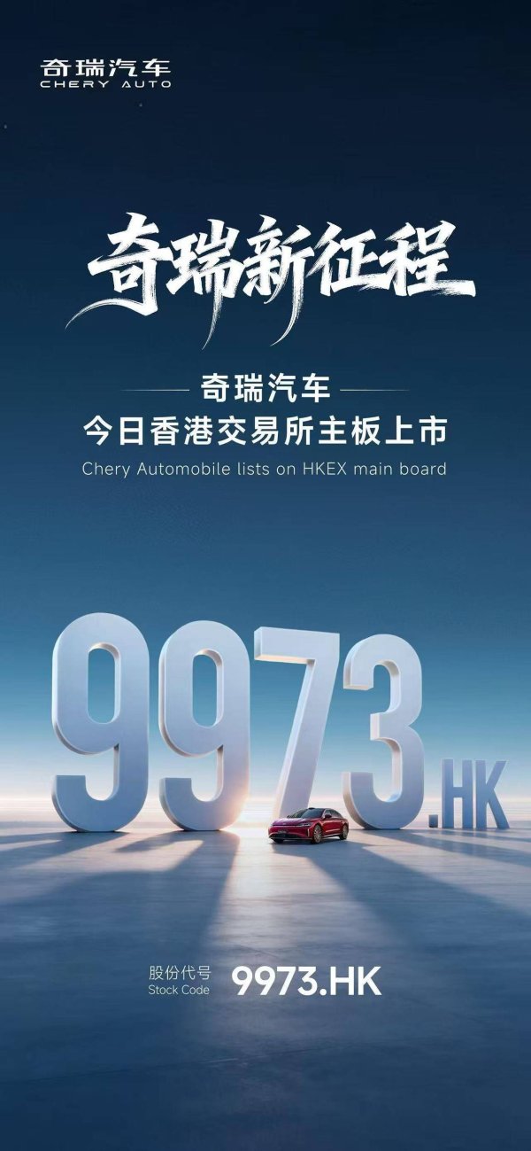 港股T+0配资 重磅！奇瑞汽车正式登陆港股