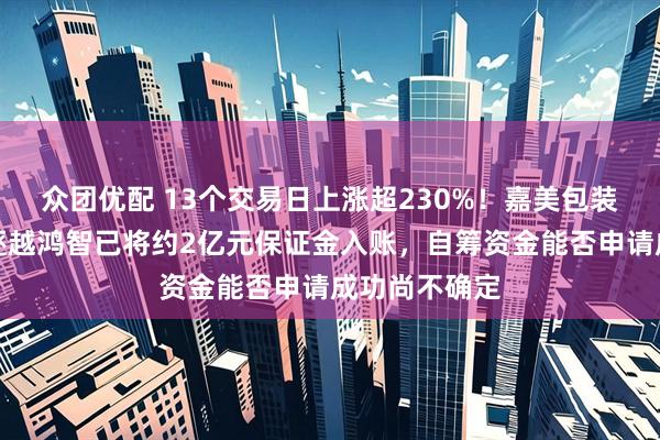 众团优配 13个交易日上涨超230%！嘉美包装明日复牌：逐越鸿智已将约2亿元保证金入账，自筹资金能否申请成功尚不确定